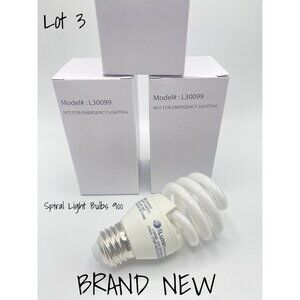 Lot of 3 CFL 13W Half Full Spiral Light Bulbs - 900 Lumens, Standard Base New